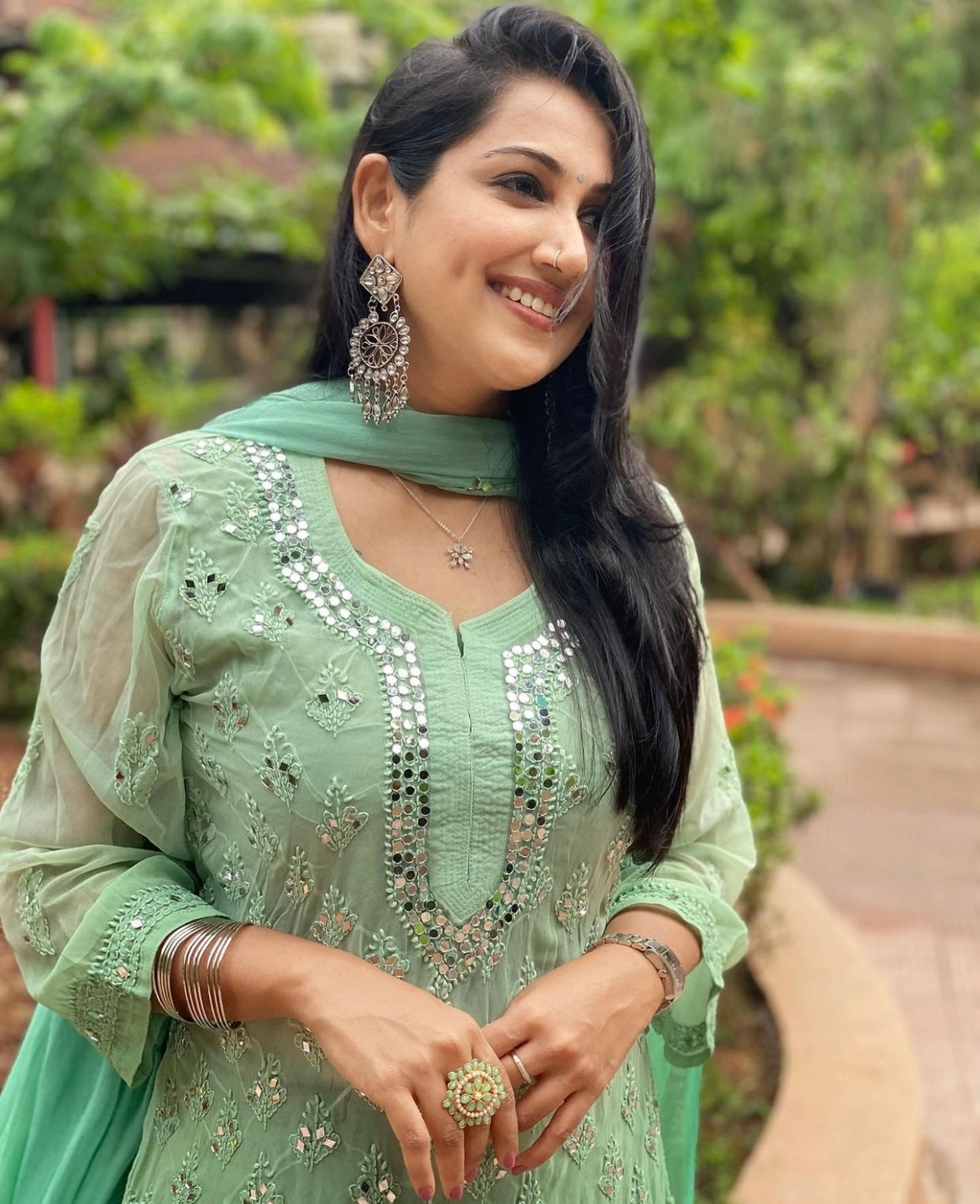 Chikankari Mirror Ombre Suit