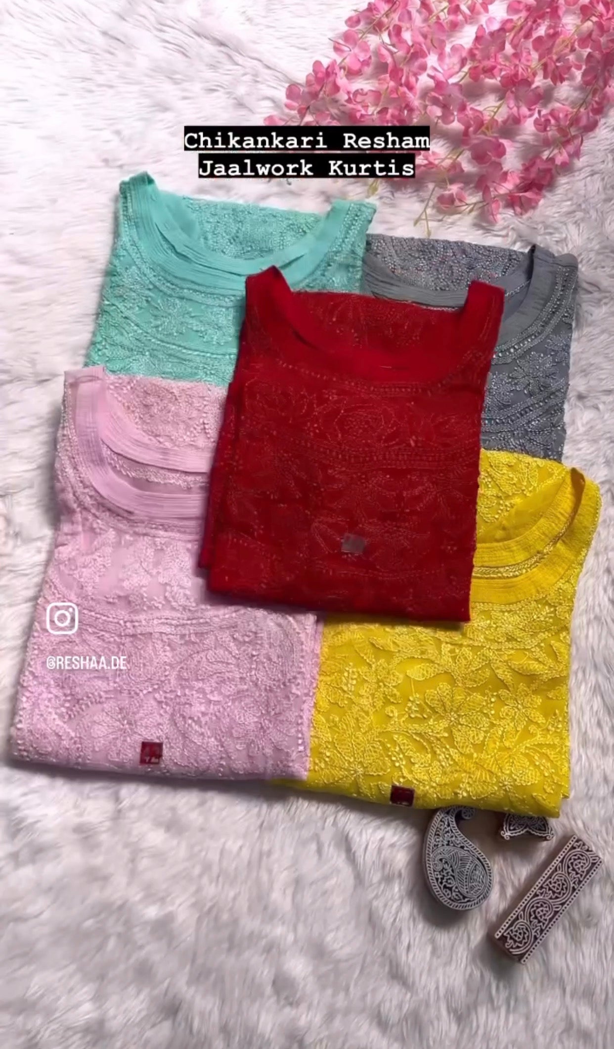 Resham Jaalwork Chikankari Kurta