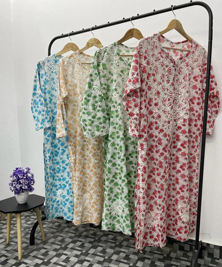 Chikankari Mul Mul Mini Print Kurta