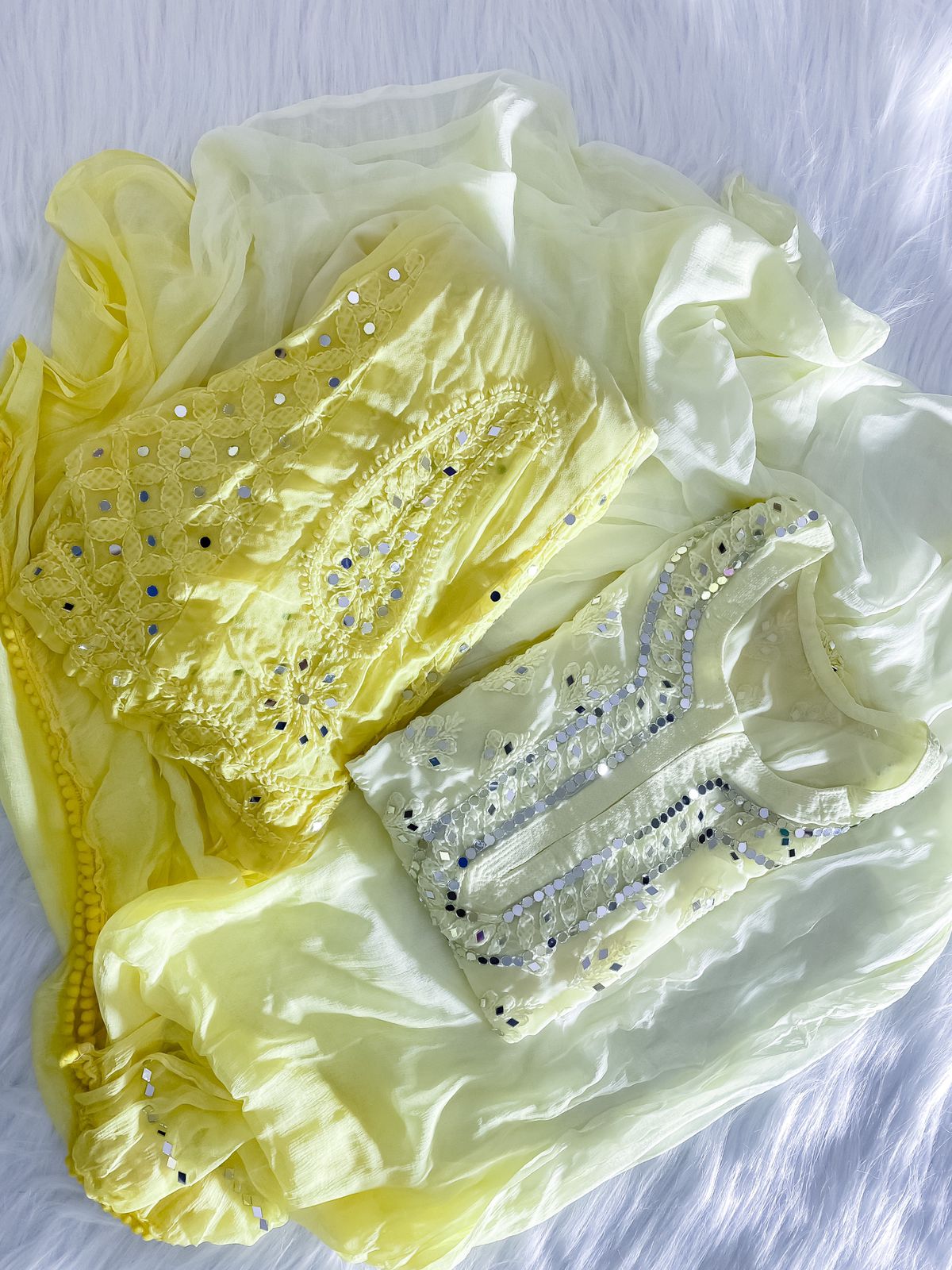 Chikankari Mirror Ombre Suit