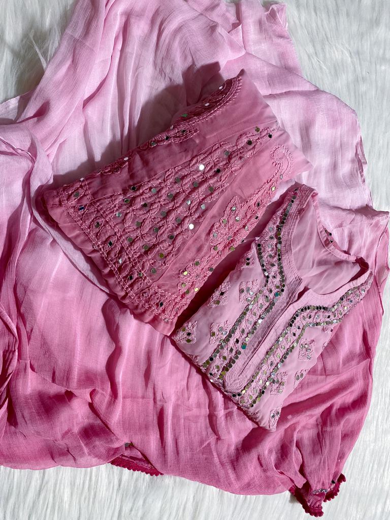 Chikankari Mirror Ombre Suit