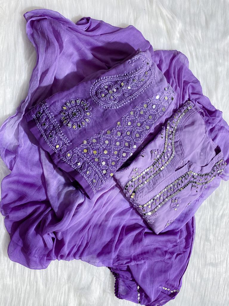 Chikankari Mirror Ombre Suit