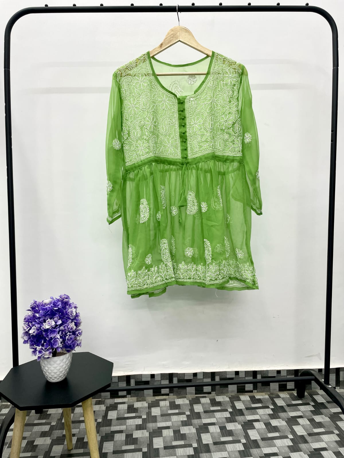 Yana Short Chikankari Peplum Top