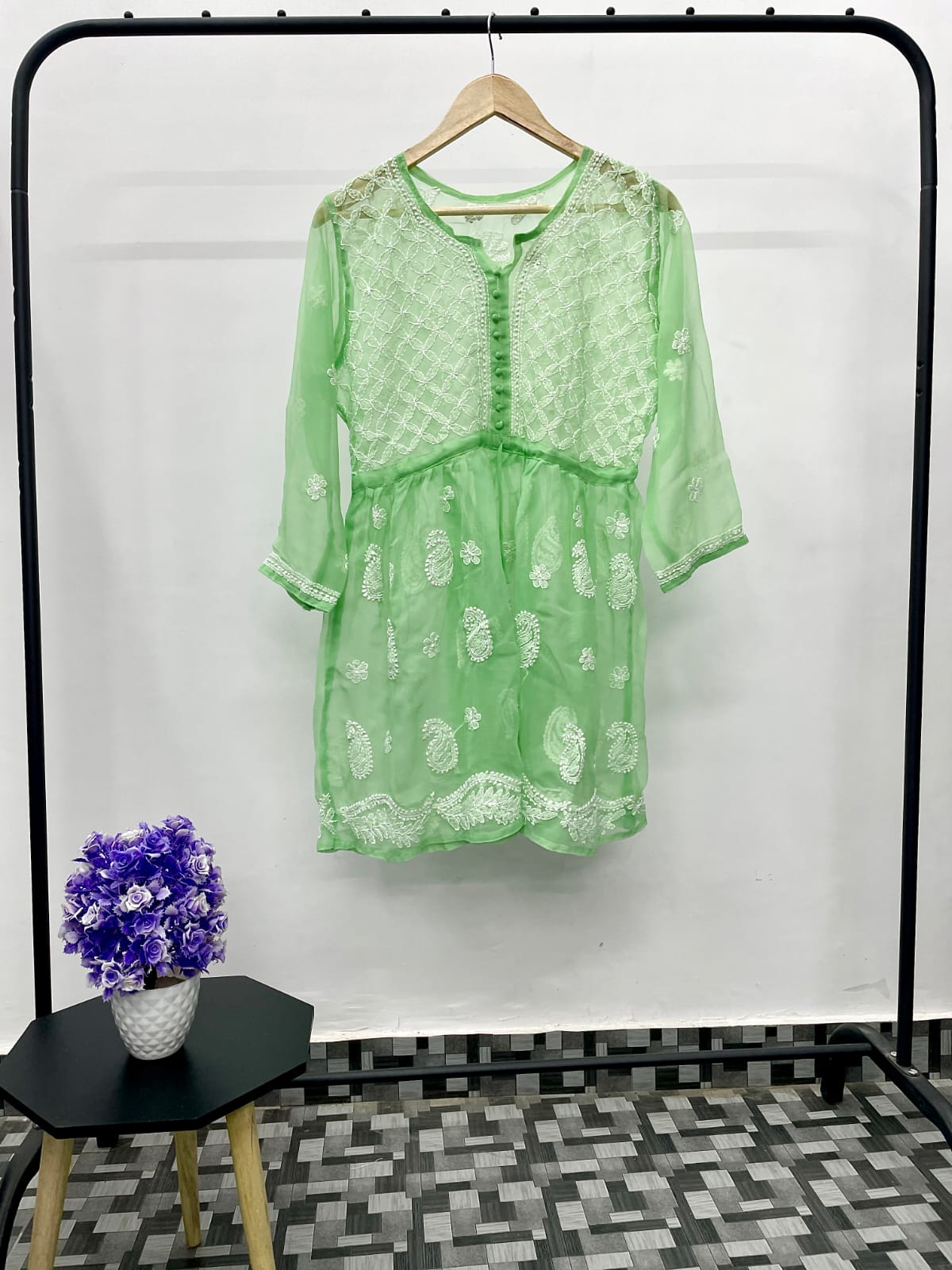 Yana Short Chikankari Peplum Top