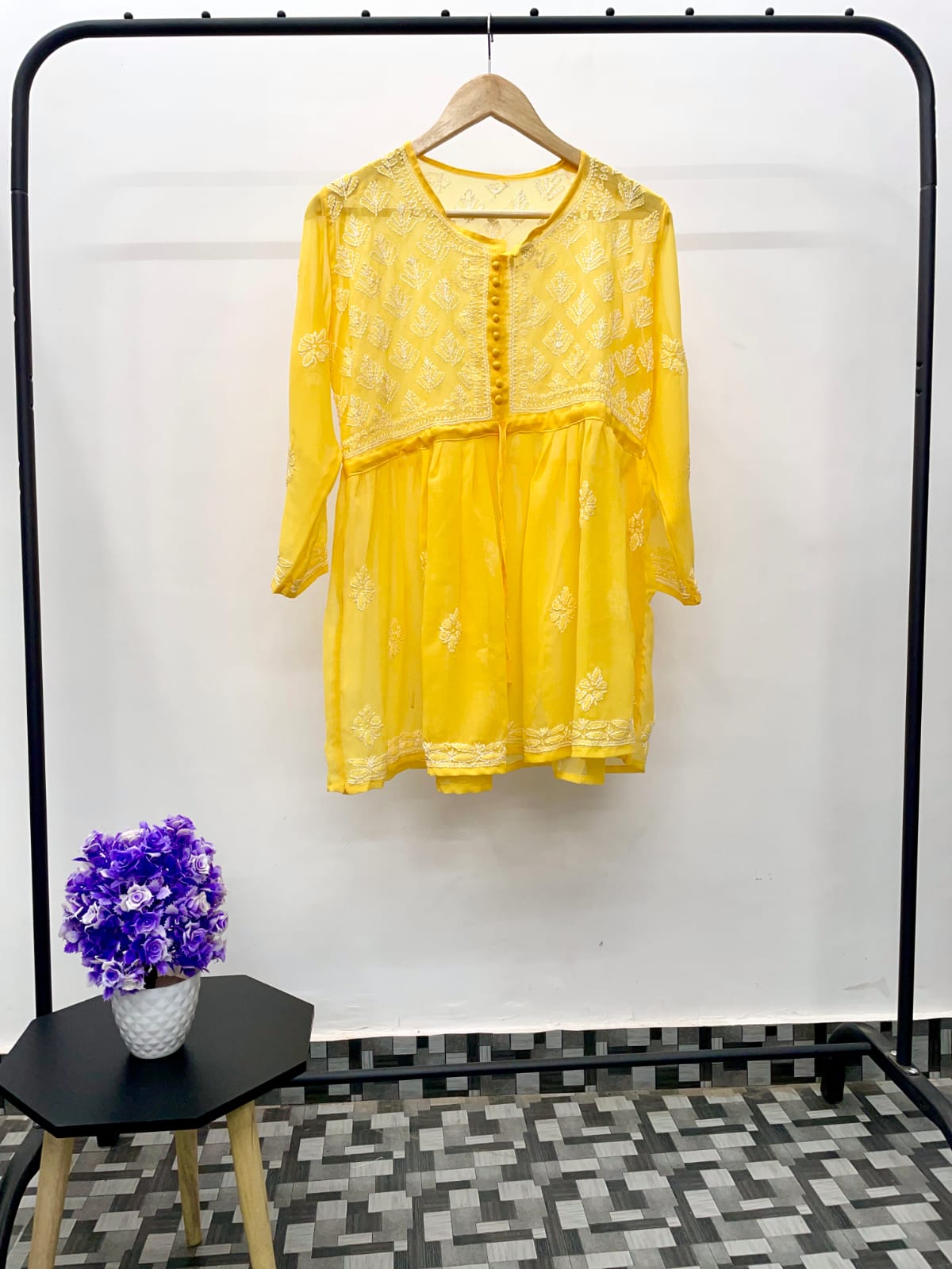 Yana Short Chikankari Peplum Top
