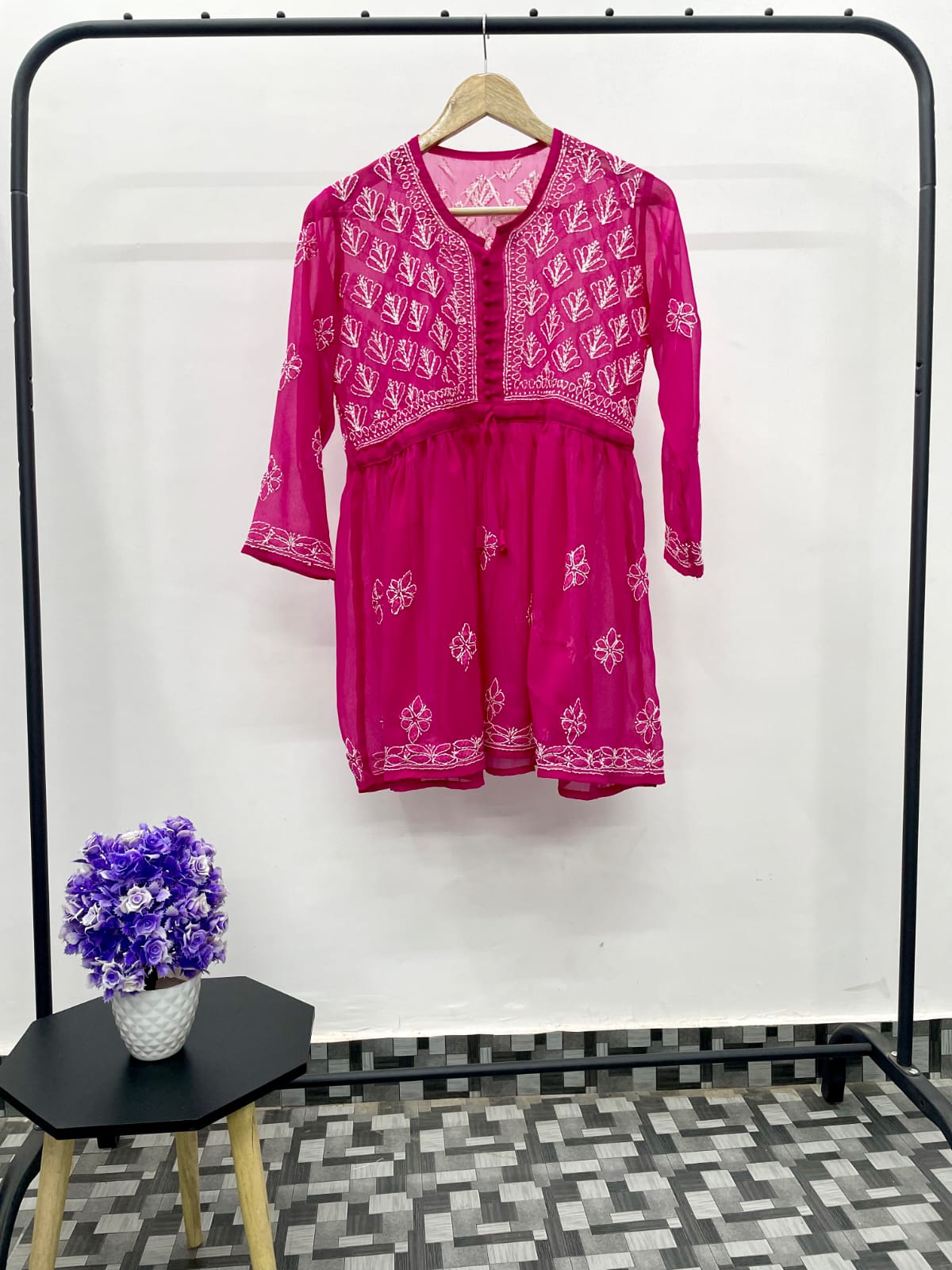 Yana Short Chikankari Peplum Top