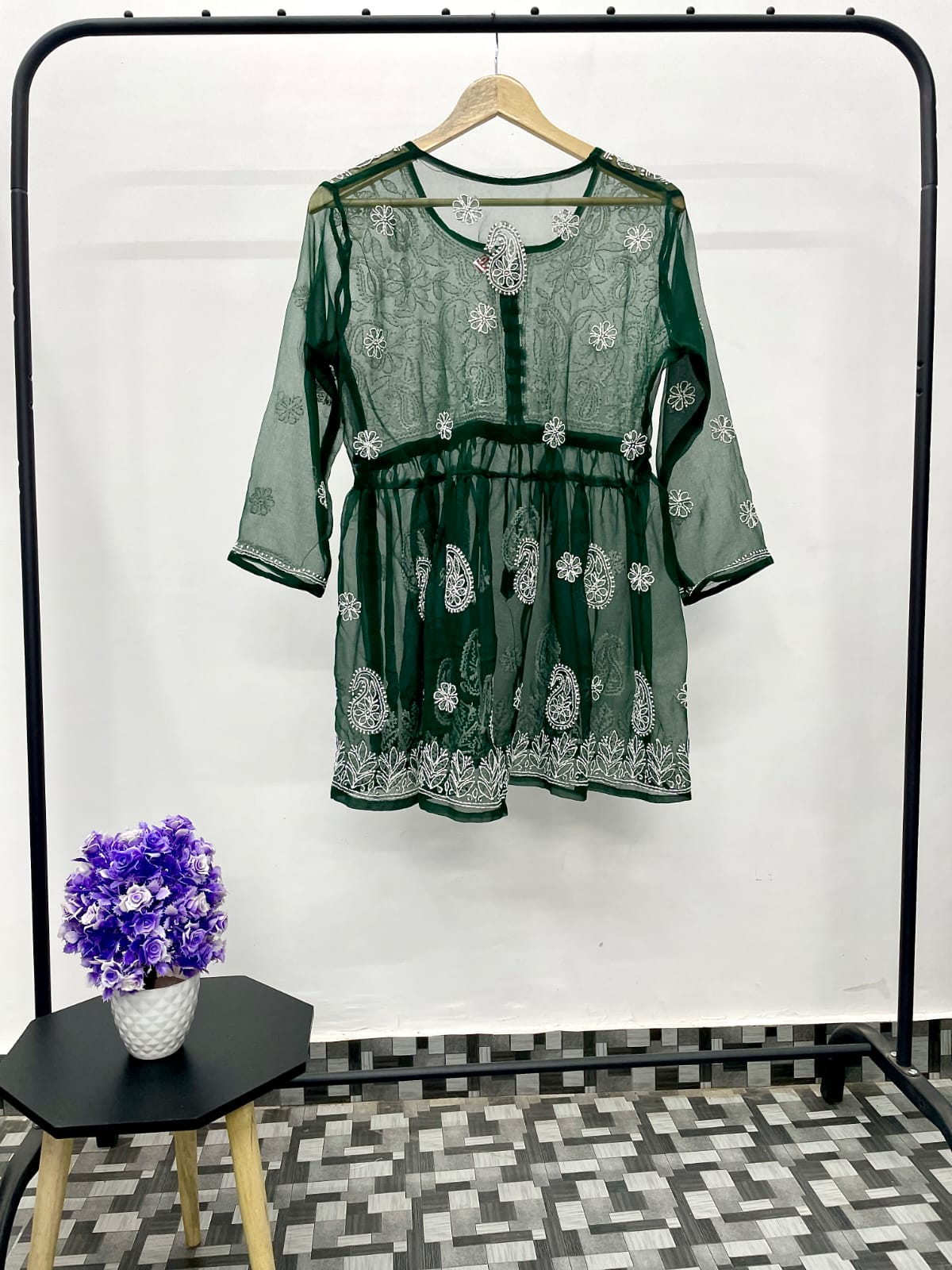 Yana Short Chikankari Peplum Top