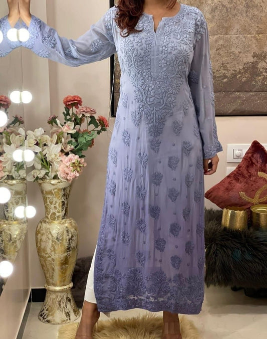 Resha Ombre Chikankari Kurta