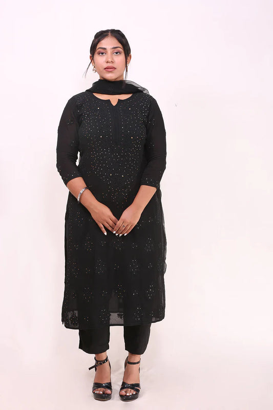 Black Premium Chikankari Kurta/Suit