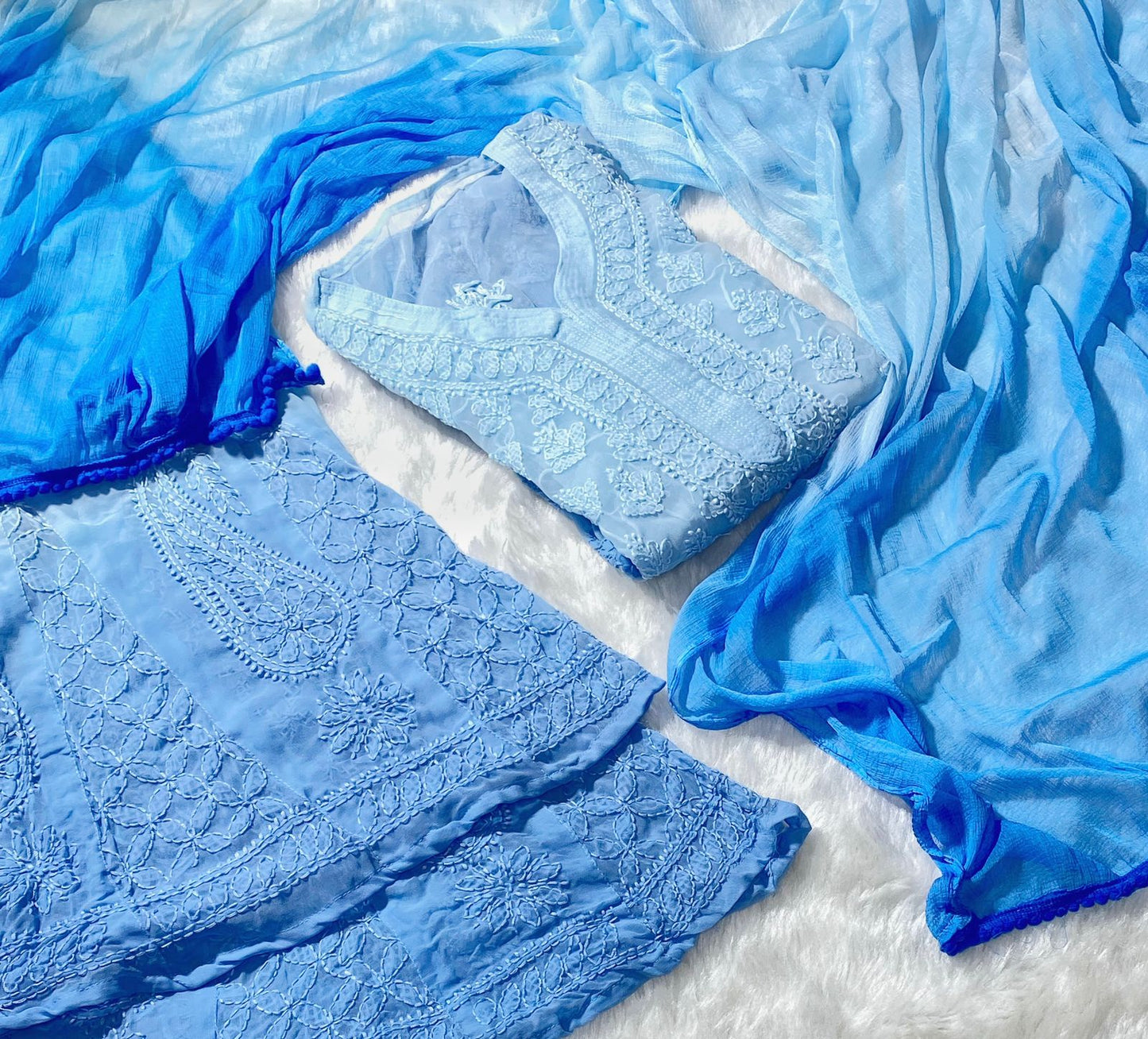Makhmal Chikankari Suit