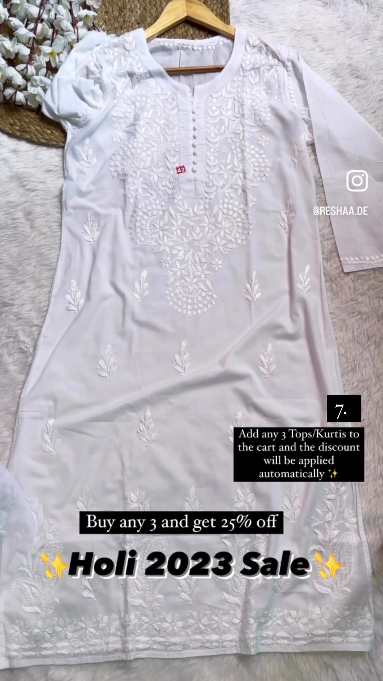 Holi White Straight Kurtas