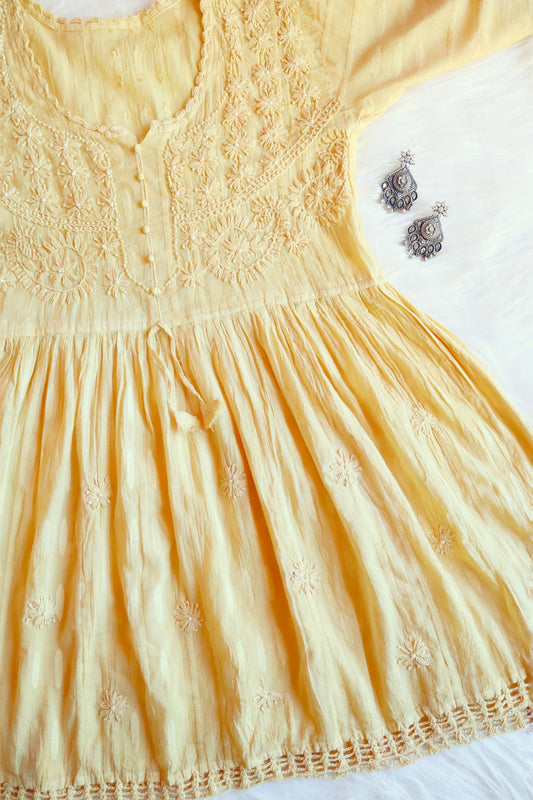 Yellow Chikankari Short Top